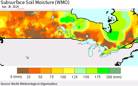 Canada Subsurface Soil Moisture (WMO) Thematic Map For 4/22/2024 - 4/28/2024