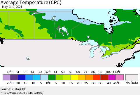 Canada Average Temperature (CPC) Thematic Map For 5/3/2021 - 5/9/2021