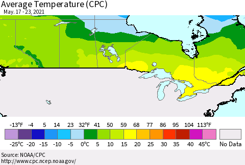 Canada Average Temperature (CPC) Thematic Map For 5/17/2021 - 5/23/2021