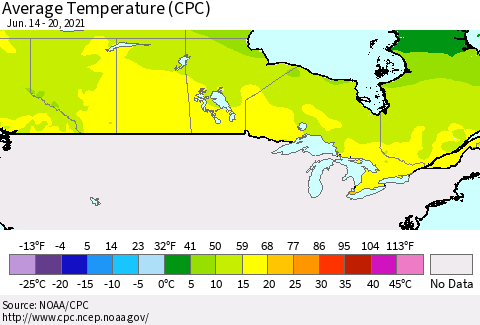 Canada Average Temperature (CPC) Thematic Map For 6/14/2021 - 6/20/2021