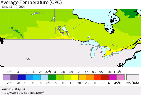 Canada Average Temperature (CPC) Thematic Map For 9/13/2021 - 9/19/2021