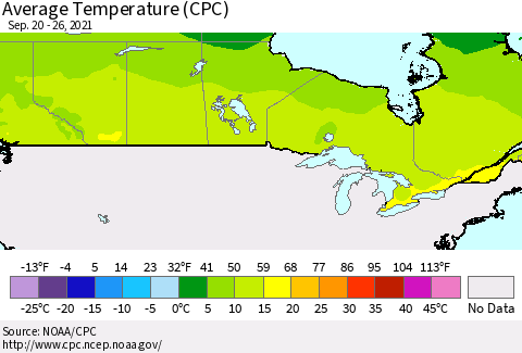 Canada Average Temperature (CPC) Thematic Map For 9/20/2021 - 9/26/2021