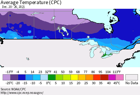 Canada Average Temperature (CPC) Thematic Map For 12/20/2021 - 12/26/2021