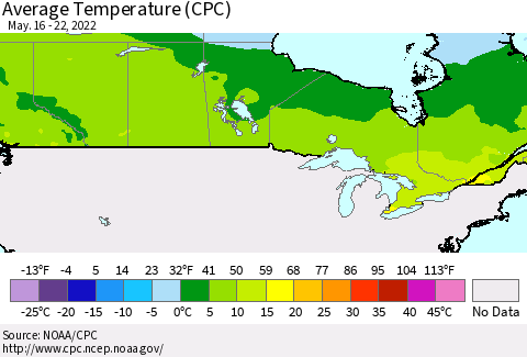 Canada Average Temperature (CPC) Thematic Map For 5/16/2022 - 5/22/2022