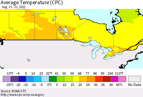 Canada Average Temperature (CPC) Thematic Map For 8/15/2022 - 8/21/2022