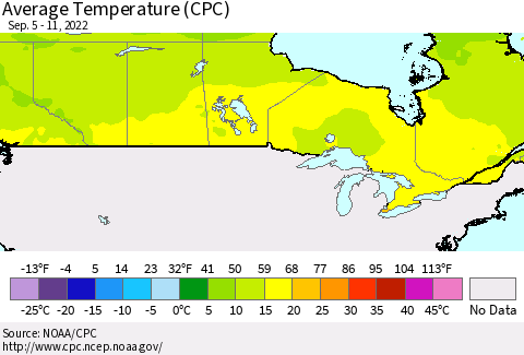 Canada Average Temperature (CPC) Thematic Map For 9/5/2022 - 9/11/2022