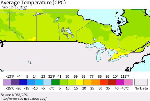 Canada Average Temperature (CPC) Thematic Map For 9/12/2022 - 9/18/2022