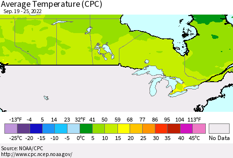 Canada Average Temperature (CPC) Thematic Map For 9/19/2022 - 9/25/2022