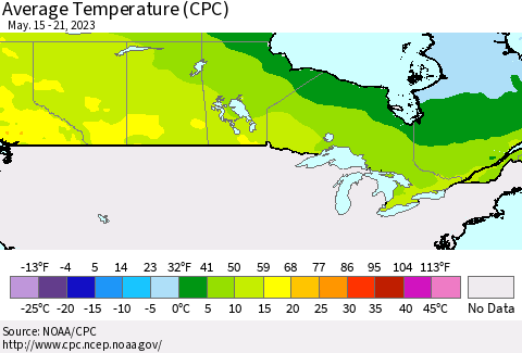 Canada Average Temperature (CPC) Thematic Map For 5/15/2023 - 5/21/2023