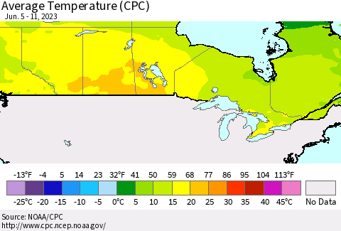 Canada Average Temperature (CPC) Thematic Map For 6/5/2023 - 6/11/2023