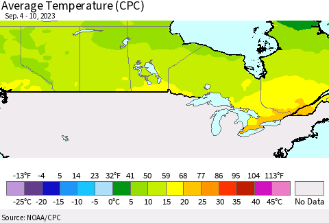 Canada Average Temperature (CPC) Thematic Map For 9/4/2023 - 9/10/2023