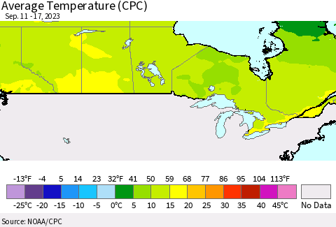 Canada Average Temperature (CPC) Thematic Map For 9/11/2023 - 9/17/2023