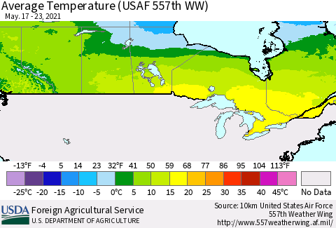 Canada Average Temperature (USAF 557th WW) Thematic Map For 5/17/2021 - 5/23/2021