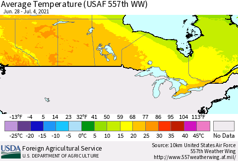 Canada Average Temperature (USAF 557th WW) Thematic Map For 6/28/2021 - 7/4/2021