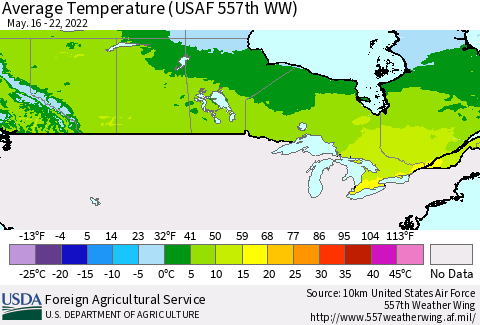 Canada Average Temperature (USAF 557th WW) Thematic Map For 5/16/2022 - 5/22/2022