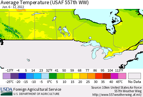 Canada Average Temperature (USAF 557th WW) Thematic Map For 6/6/2022 - 6/12/2022