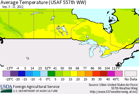 Canada Average Temperature (USAF 557th WW) Thematic Map For 9/5/2022 - 9/11/2022