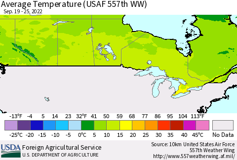 Canada Average Temperature (USAF 557th WW) Thematic Map For 9/19/2022 - 9/25/2022