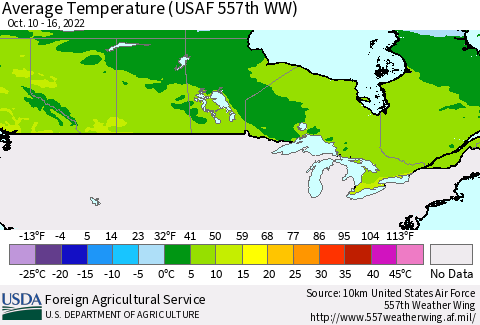 Canada Average Temperature (USAF 557th WW) Thematic Map For 10/10/2022 - 10/16/2022