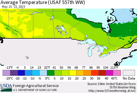 Canada Average Temperature (USAF 557th WW) Thematic Map For 5/15/2023 - 5/21/2023