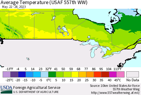 Canada Average Temperature (USAF 557th WW) Thematic Map For 5/22/2023 - 5/28/2023