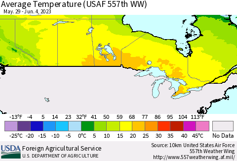 Canada Average Temperature (USAF 557th WW) Thematic Map For 5/29/2023 - 6/4/2023