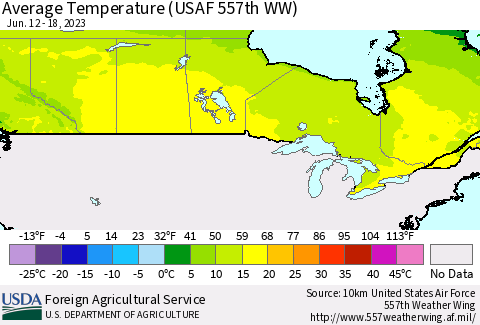 Canada Average Temperature (USAF 557th WW) Thematic Map For 6/12/2023 - 6/18/2023