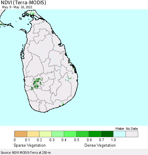 Sri Lanka NDVI (Terra-MODIS) Thematic Map For 5/9/2021 - 5/16/2021