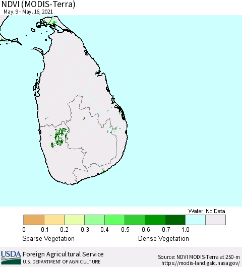 Sri Lanka NDVI (Terra-MODIS) Thematic Map For 5/11/2021 - 5/20/2021