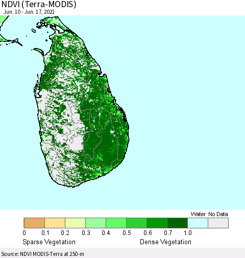 Sri Lanka NDVI (Terra-MODIS) Thematic Map For 6/10/2021 - 6/17/2021