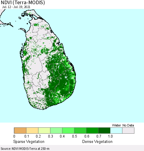 Sri Lanka NDVI (Terra-MODIS) Thematic Map For 7/12/2021 - 7/19/2021