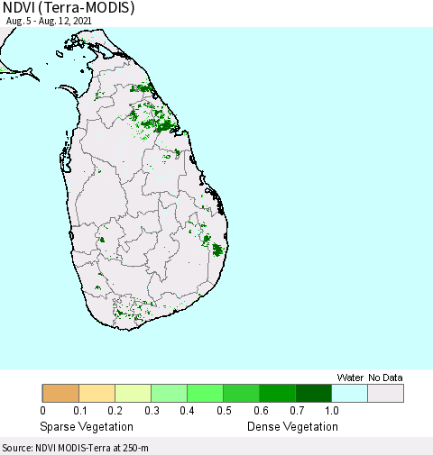 Sri Lanka NDVI (Terra-MODIS) Thematic Map For 8/5/2021 - 8/12/2021