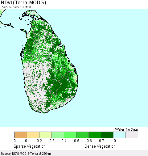 Sri Lanka NDVI (Terra-MODIS) Thematic Map For 9/6/2021 - 9/13/2021