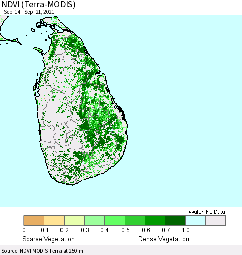 Sri Lanka NDVI (Terra-MODIS) Thematic Map For 9/14/2021 - 9/21/2021