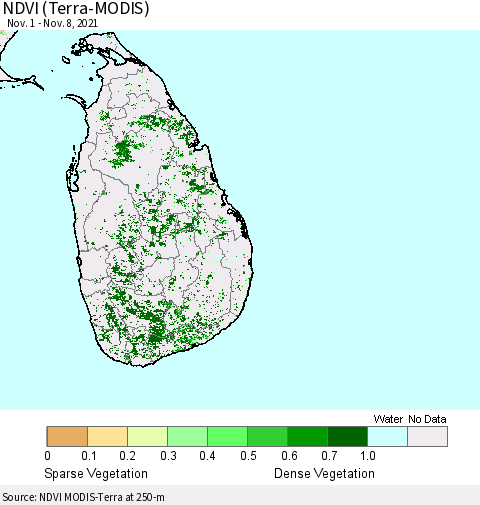 Sri Lanka NDVI (Terra-MODIS) Thematic Map For 11/1/2021 - 11/8/2021