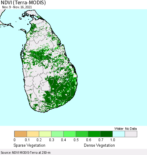 Sri Lanka NDVI (Terra-MODIS) Thematic Map For 11/9/2021 - 11/16/2021