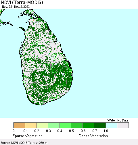 Sri Lanka NDVI (Terra-MODIS) Thematic Map For 11/25/2021 - 12/2/2021