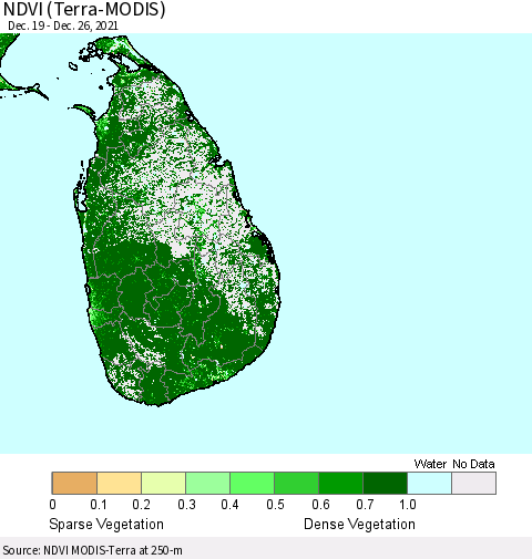 Sri Lanka NDVI (Terra-MODIS) Thematic Map For 12/26/2021 - 1/2/2022