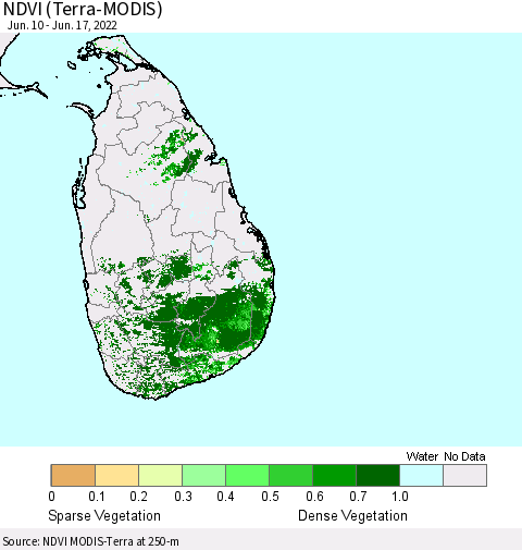 Sri Lanka NDVI (Terra-MODIS) Thematic Map For 6/10/2022 - 6/17/2022