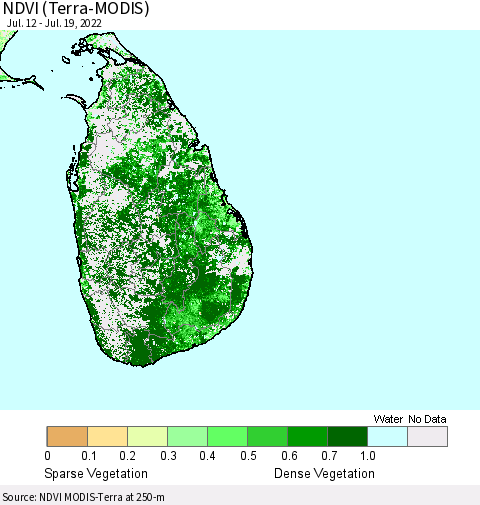 Sri Lanka NDVI (Terra-MODIS) Thematic Map For 7/12/2022 - 7/19/2022