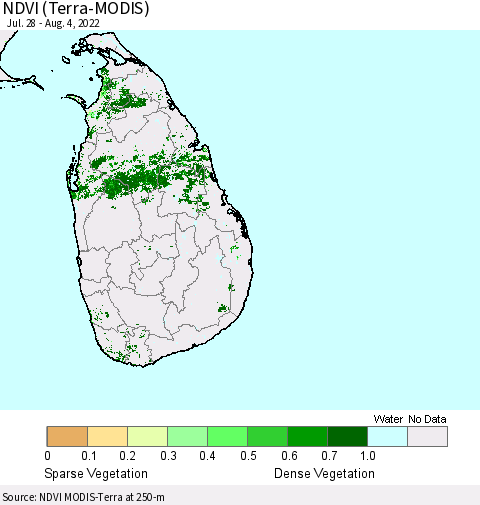 Sri Lanka NDVI (Terra-MODIS) Thematic Map For 7/28/2022 - 8/4/2022