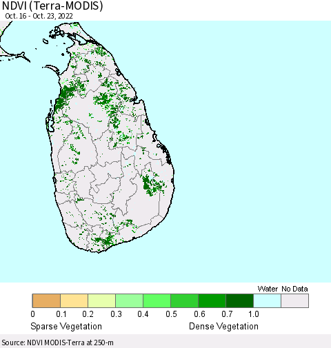Sri Lanka NDVI (Terra-MODIS) Thematic Map For 10/16/2022 - 10/23/2022