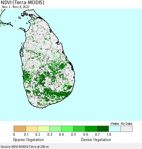 Sri Lanka NDVI (Terra-MODIS) Thematic Map For 11/1/2022 - 11/8/2022