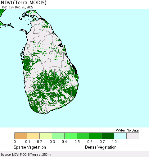 Sri Lanka NDVI (Terra-MODIS) Thematic Map For 12/19/2022 - 12/26/2022