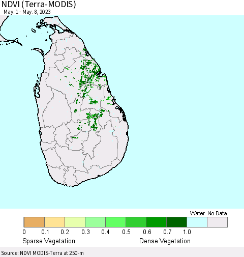 Sri Lanka NDVI (Terra-MODIS) Thematic Map For 5/1/2023 - 5/8/2023