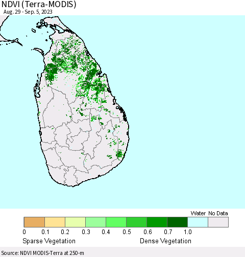 Sri Lanka NDVI (Terra-MODIS) Thematic Map For 8/29/2023 - 9/5/2023