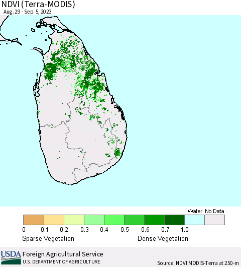 Sri Lanka NDVI (Terra-MODIS) Thematic Map For 9/1/2023 - 9/10/2023