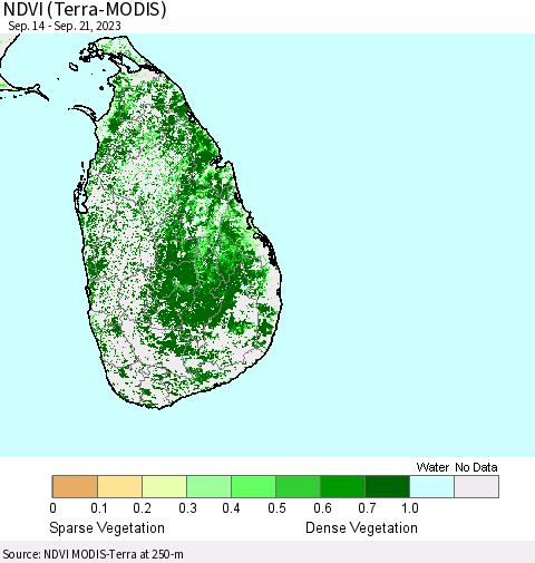 Sri Lanka NDVI (Terra-MODIS) Thematic Map For 9/14/2023 - 9/21/2023