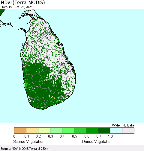 Sri Lanka NDVI (Terra-MODIS) Thematic Map For 12/19/2023 - 12/26/2023