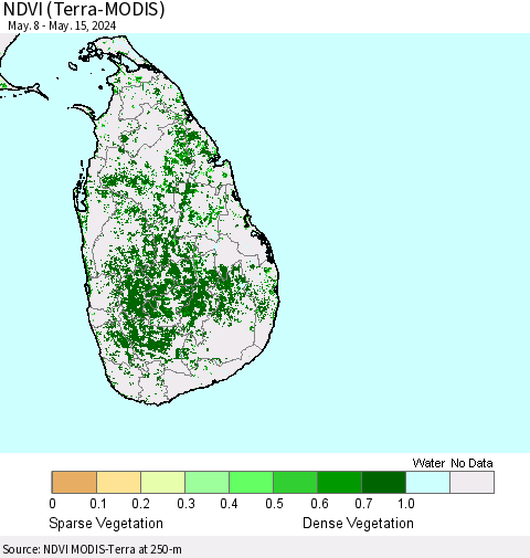 Sri Lanka NDVI (Terra-MODIS) Thematic Map For 5/8/2024 - 5/15/2024